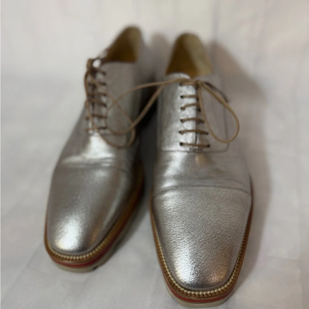 Christian Louboutin Silver Leather Women's Flats - Picture 7 of 15